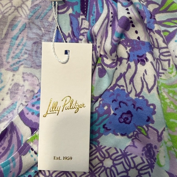 Lilly Pulitzer The Cody Mini Dress Purple Floral Print 100% Cotton NWT XL - Picture 10 of 13
